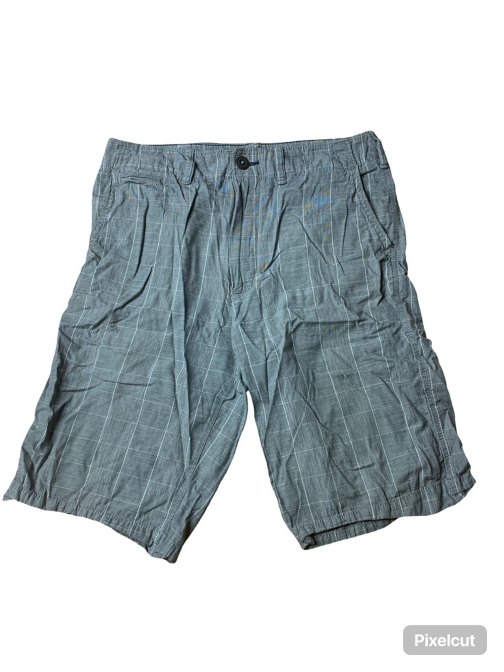 American Eagle Men’s Longboard Plaid Shorts Grey White Size 30